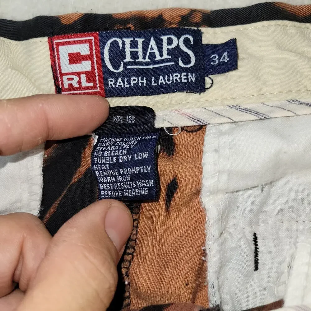 Vintage Chaps Ralph Lauren Shorts Mens Sz 34 Black Paint Grunge Y2k Bleached